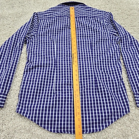 7 Diamonds Shirt Mens Large Purple Plaid‎ Button Up Long Sleeve Cotton Office - Picture 10 of 12